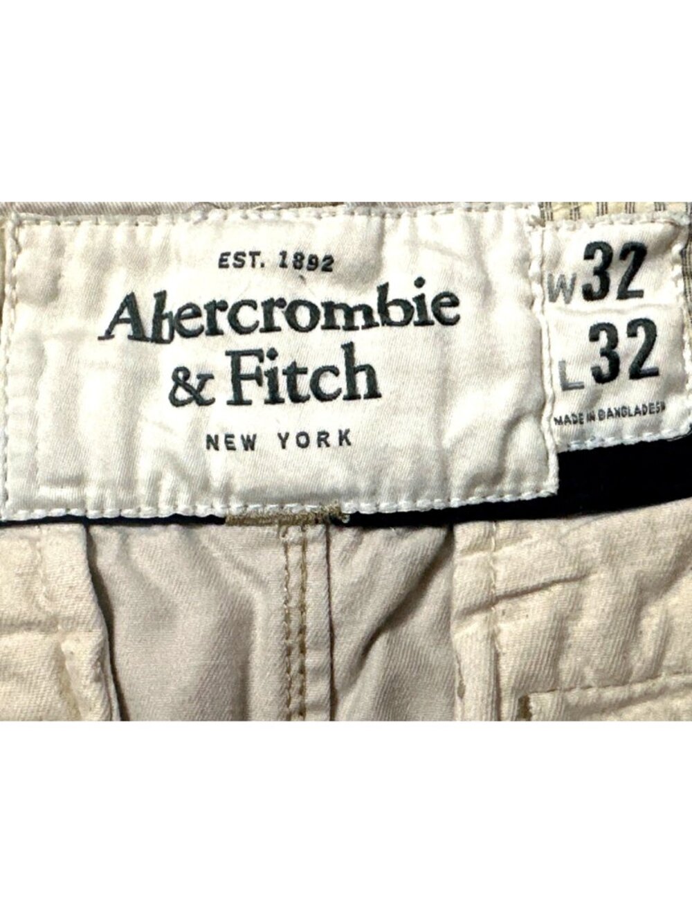 Abercrombie Fitch Mens 32X32 Beige Chino Pants Straight Leg Casual Classic Khaki - Picture 7 of 14